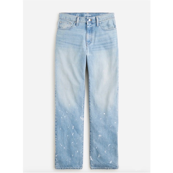 J. Crew Slouchy-straight Jeans with Paint Splatter in Ice Blue Wash Size 25 - Picture 2 of 10